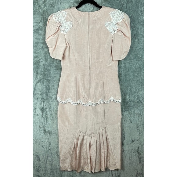 SCOTT McCLINTOCK midi dress 10 tag Pink Pearl Buttons lace cocktail tea wedding - Picture 5 of 14